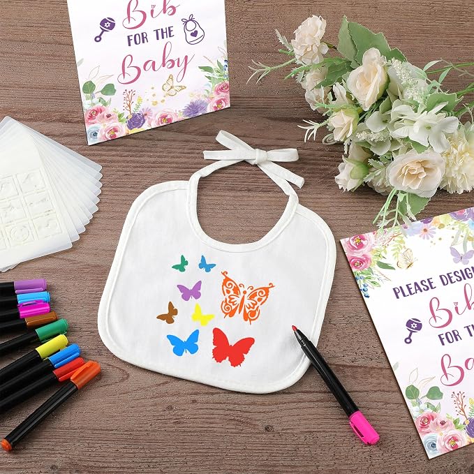 Newwiee 55 Pcs White Bibs for Baby Decorating Design a Bib Decorate Plain - Image 4