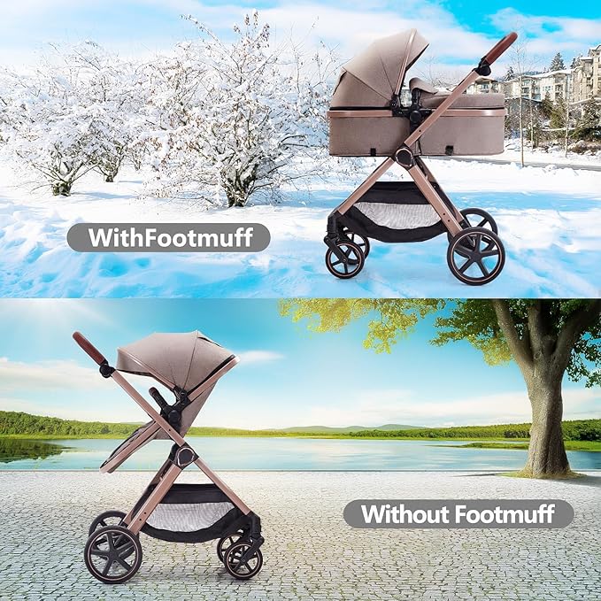 2 in 1 Baby Stroller, Newborn Infant Toddler Convertible Pram Stroller - Image 4