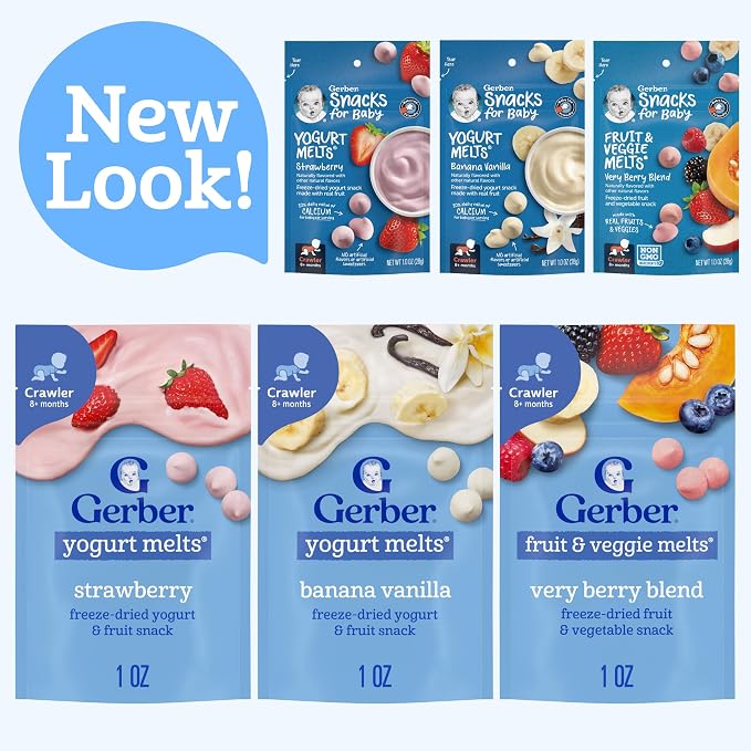 Gerber Stage 3 Baby Food Snacks, Strawberry, Banana Vanilla Yogurt Melts - Image 4