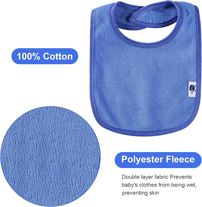 12 Pack Terry Drool Cotton Bibs, Unisex Baby Bibs - Image 3