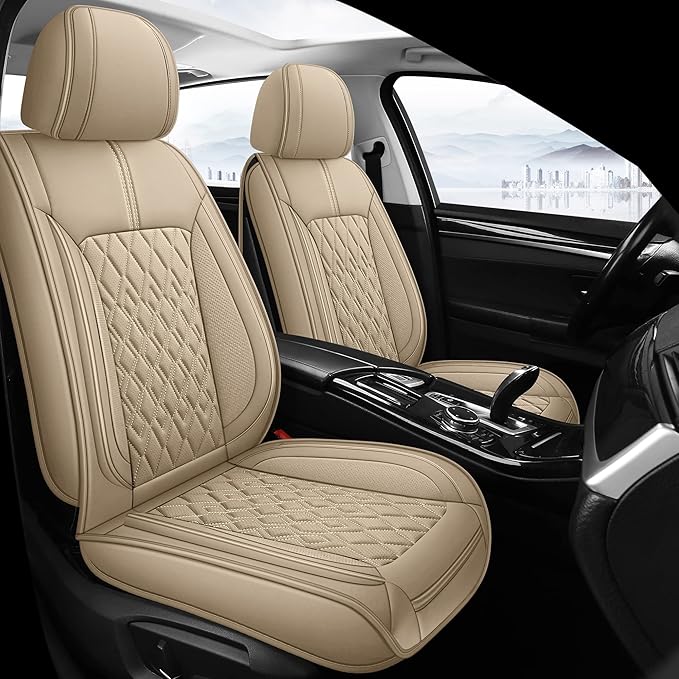 Pariitadin Leather Car Seat Covers Front Pair, Waterproof Breathable Faux by Pariitadin