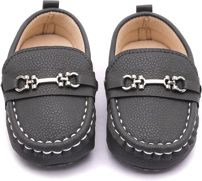 LONSOEN Baby Girls Boys Loafers Prewalker Dress Crib Shoes - Image 3