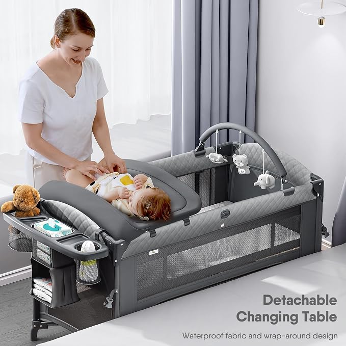 4 in 1 Baby Bassinet, Pack and Play, Bedside Crib Sleeper, Diaper Changer - Image 3
