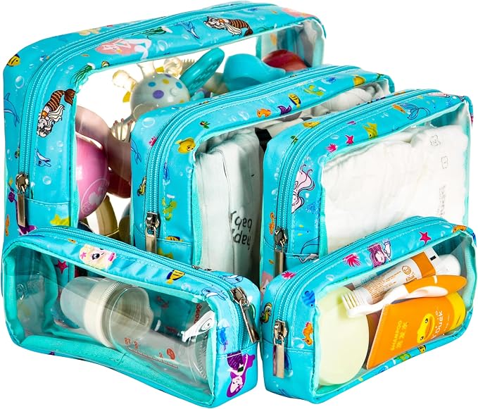 TSA Approved 5-Piece Diaper Bag Organizer Pouch Set Clear Waterproof TPU Kids - Image 6