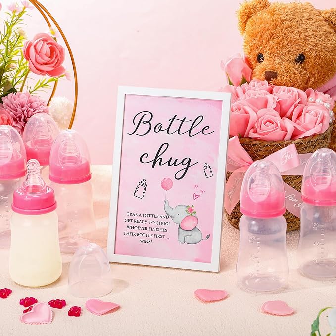 Roowest Bottle Chug Baby Shower Game Favors Including Pink Elephant Theme - Image 5