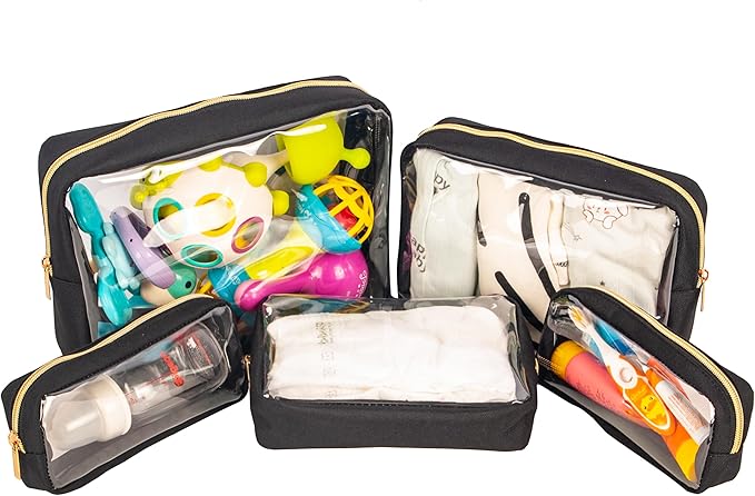 TSA Approved 5-Piece Diaper Bag Organizer Pouch Set Clear Waterproof TPU Kids - Image 4