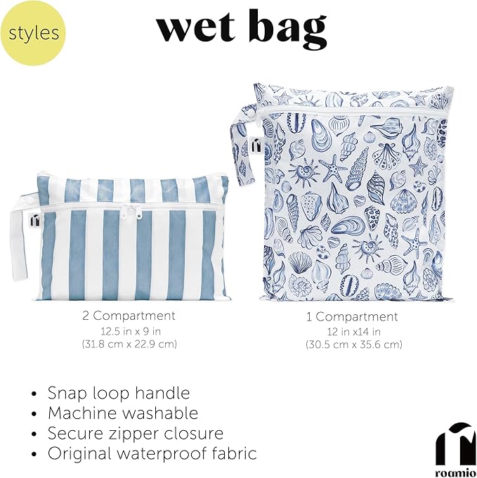 Bumkins Roamio Waterproof Wet Bag & Wet/Dry Clutch Set, Reusable Travel - Image 5