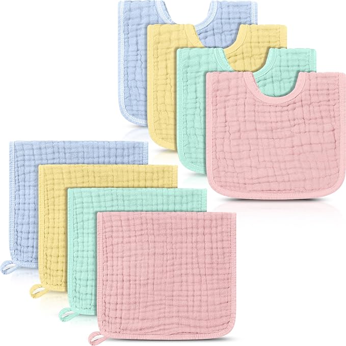Tallew 8 Pack Baby Bibs and Muslin Burps by Tallew
