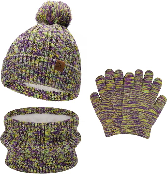 Kids Toddlers Winter Beanie Hats Gloves Neck Scarf Set Mittens Gifts by FZFANTASTICZONE