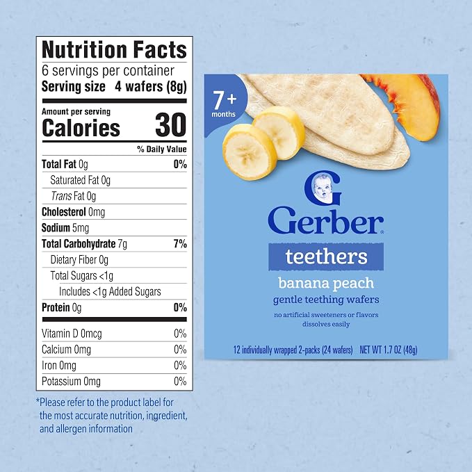 Gerber Teethers, Banana Peach Gentle Teething Wafers, Baby Teething Snacks - Image 2