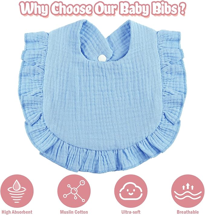 JaGely 12 Pieces Baby Muslin Bibs Bandana Drool Bibs - Image 3