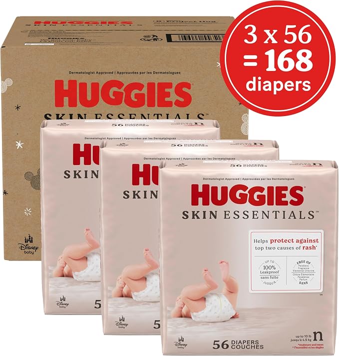 Huggies Size Newborn Diapers, Skin Essentials Baby Diapers, Size Newborn - Image 2