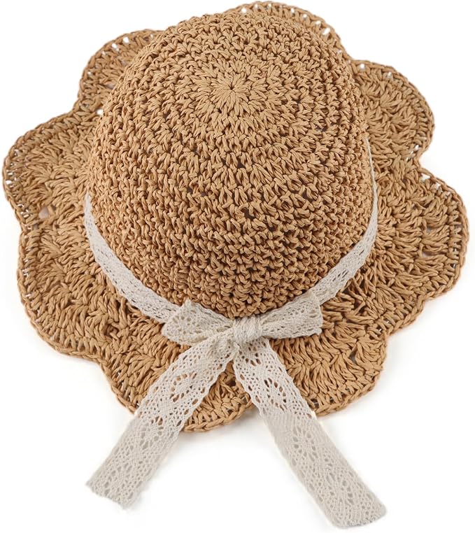 Baby Girl Straw Hat Outdoor Baby Sun Protection Hats Summer Bowknot Beach Cap - Image 2