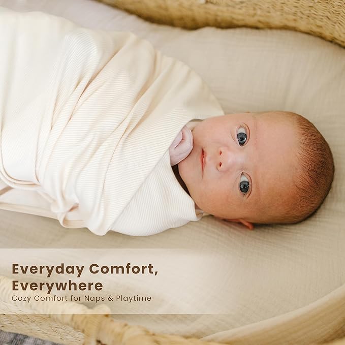 Konssy Knit Baby Blanket 2 Pack, Soft Ribbed Swaddle Receiving Blankets - Image 4