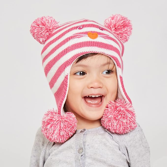 LANGZHEN Toddler Kids Infant Winter Hat, Earflap Knit Warm Cap Fleece Lined - Image 3