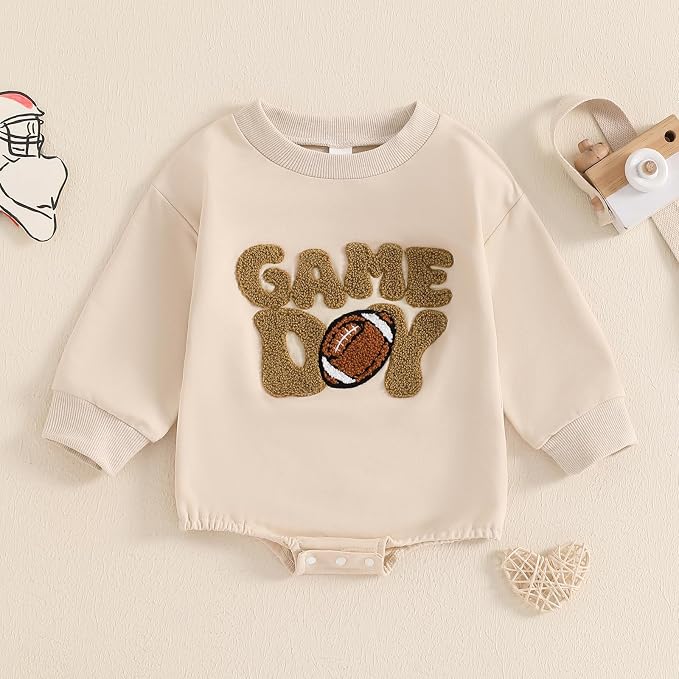 VISGOGO Newborn Infant Baby Boy Girls Oversized Romper Little Dude Sweater - Image 2