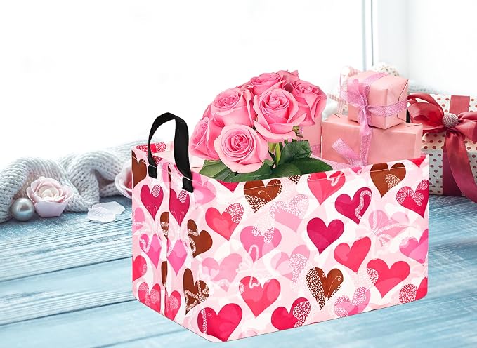 Rectangle Heart Partten Kids Gift Home Shelf Storage Basket Organizer Box - Image 5