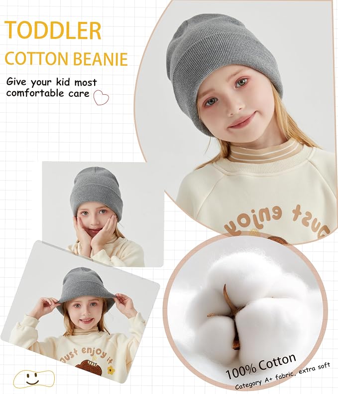 ROYBENS 100% Cotton Baby Beanie Cute Toddler Winter Hat Boys Girls Kids Soft - Image 6