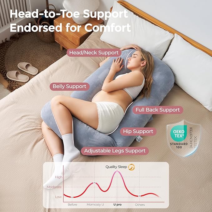 Momcozy Pregnancy Pillow for Sleeping, Dreamlign U Pro Maternity Pillow - Image 2