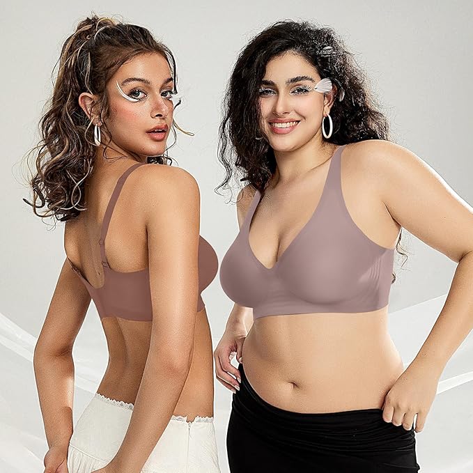 OEAK Womens Deep V Bras Wireless Comfortable Bra Supportive No Underwire Bras - Image 8