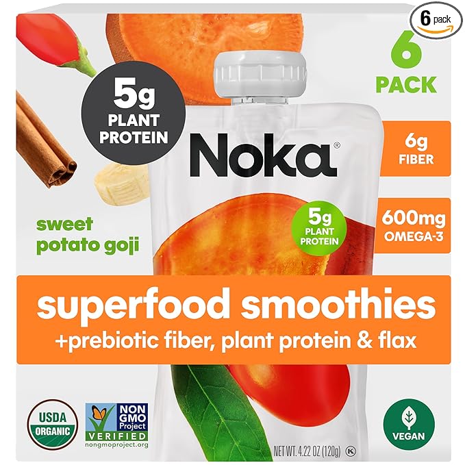 Noka Superfood Fruit Smoothie Pouches, Sweet Potato Goji, Healthy Snacks by NokaSuperfoodSnacks