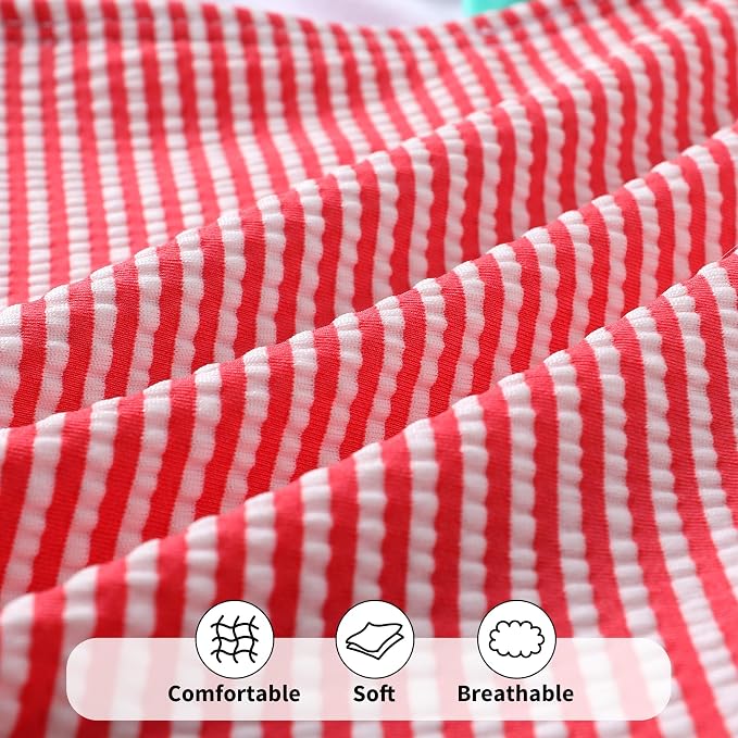 Happy Town Toddler Swimsuit Girl Solid Color Stripe One-Piece Baby Bathing Suits - Image 5