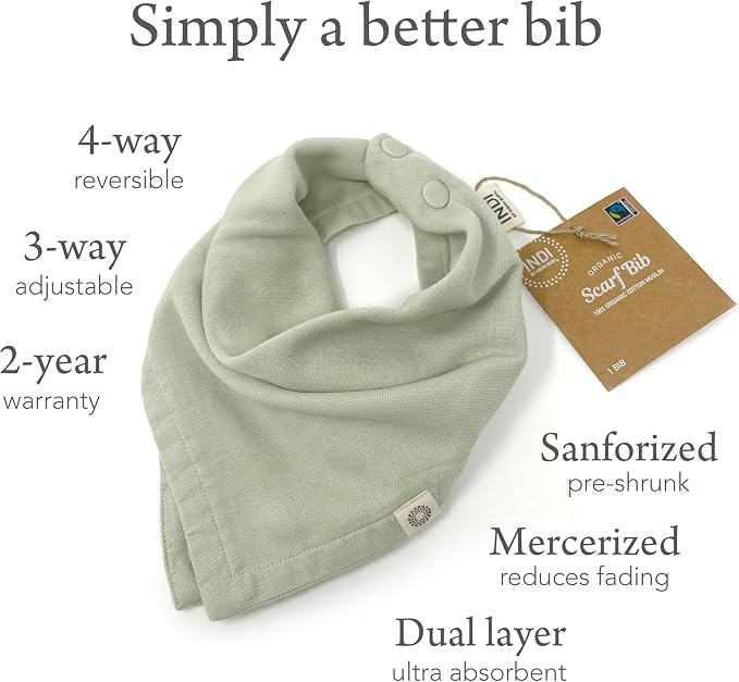Kishu Baby Indi Organic Baby Bandana Bibs – Fairtrade 4-Way Reversible Drool - Image 7