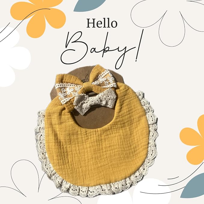 Baby Girl Gift Set, Muslin BoHo Bib - Image 4