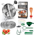 Food Mill Stainless Steel With 3 Grinding Discs and Complete Canning Supplies by Gemfino