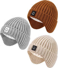 3 Pack Baby Beanie Hats with Earflaps, 2 Size Baby Winter Hat by Alepo