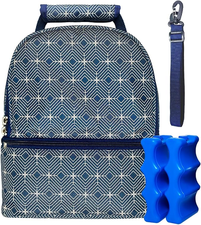 Insulated Breast Milk Cooler Bag – Fits 6 Bottles -Inclueds 2 Ice Packs – Dual by Unknown
