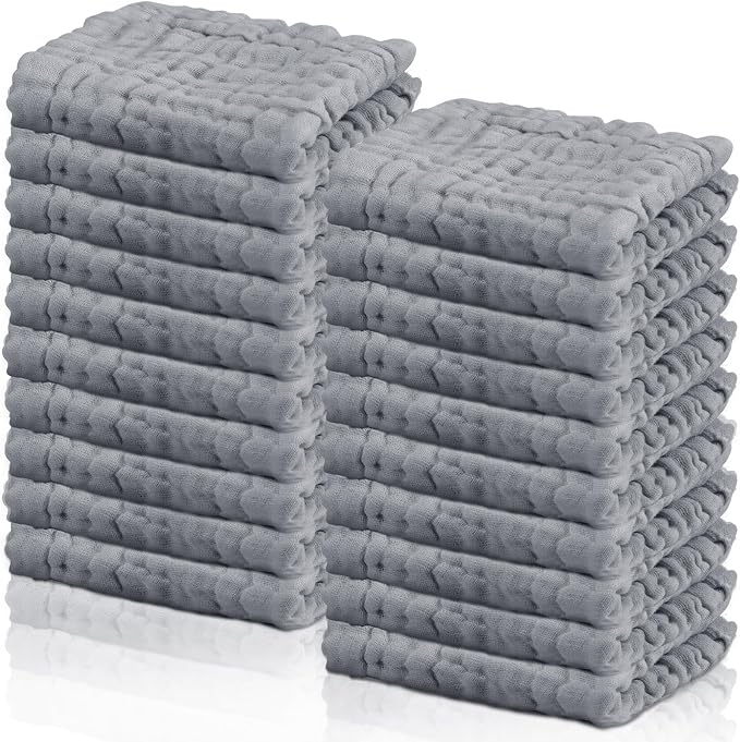 Breling 20 Pcs Baby Muslin Washcloth 12 x 12 Inch 100% Cotton Soft and by Breling