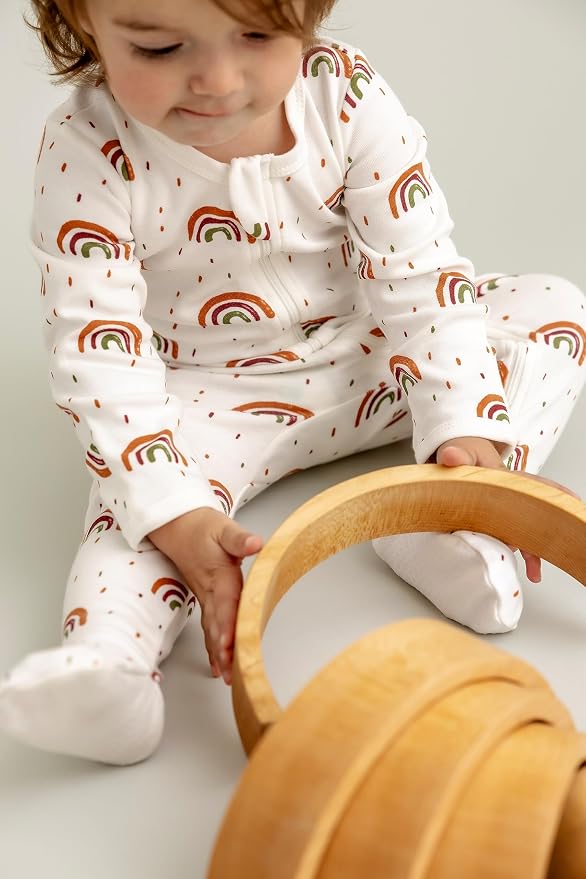 O2 BABY Baby Boys Girls Organic Cotton Zip-Front Sleeper Pajamas, Footed Sleep - Image 3