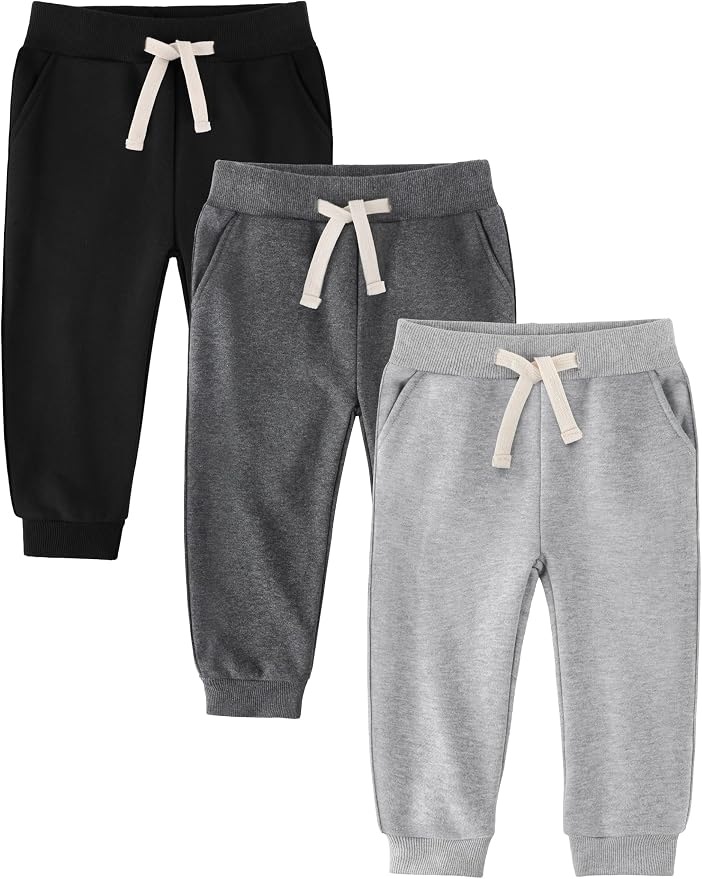 3 Pack Fleece Toddler Boys Sweatpants Kids Joggers Soft Cotton Toddler Boys by Unknown