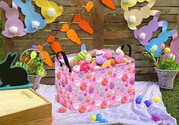 Easter Gift Basket Eggs Storage Basket Kids Toys Storage Basket Organizer Box - Image 3