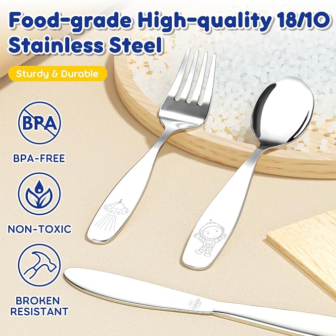Lehoo Castle Kids Stainless Steel 6PCS Kids Utensils Forks, Spoons and Knives - Image 3