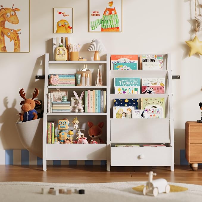Kids Bookshelf and Toy Storage Organizer, Kids Bookcase Montessori 3 Tier Baby - Image 3