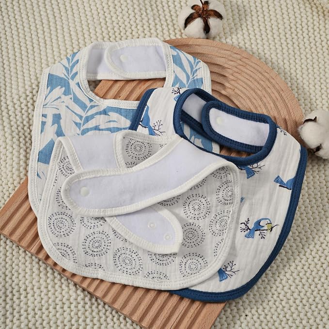 GLLQUEN BABY Muslin Drool Bibs for Boys Girls 8 Pack, Adjustable Baby Bibs for - Image 7