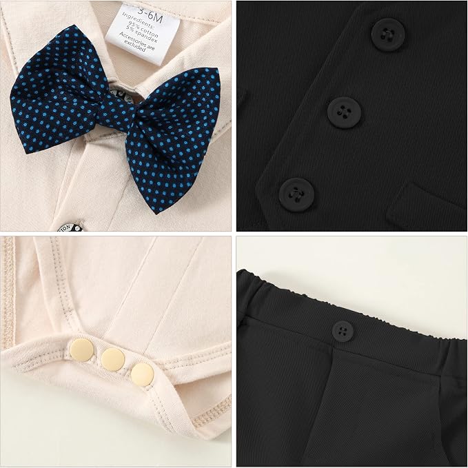 DISAUR Baby Boy Clothes Toddler Boy Outfits 4PCS Gentleman Dress - Image 4