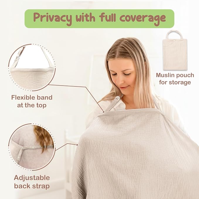 Premium Organic Breathable Muslin Nursing Cover - Image 5