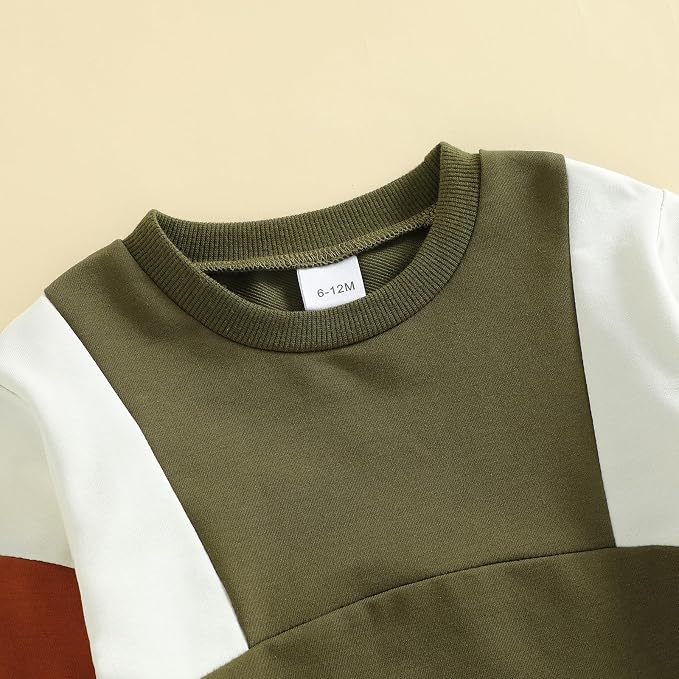 Kupretty Toddler Baby Boy Fall Winter Clothes Color Block Long Sleeve - Image 4