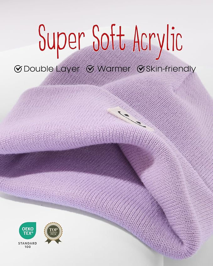 FURTALK Baby Beanie Cute Toddler Winter Hat Knit Boys Girls Warm 2 Pack Kids - Image 2
