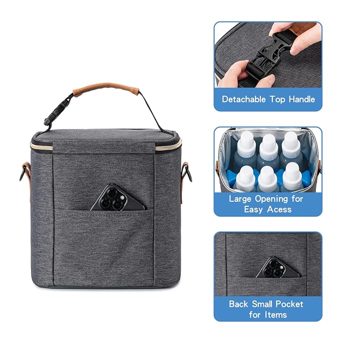 Breastmilk Cooler Bag with Ice Pack Fits 6 Baby Bottles Up to 9 Ounce, Baby - Image 4