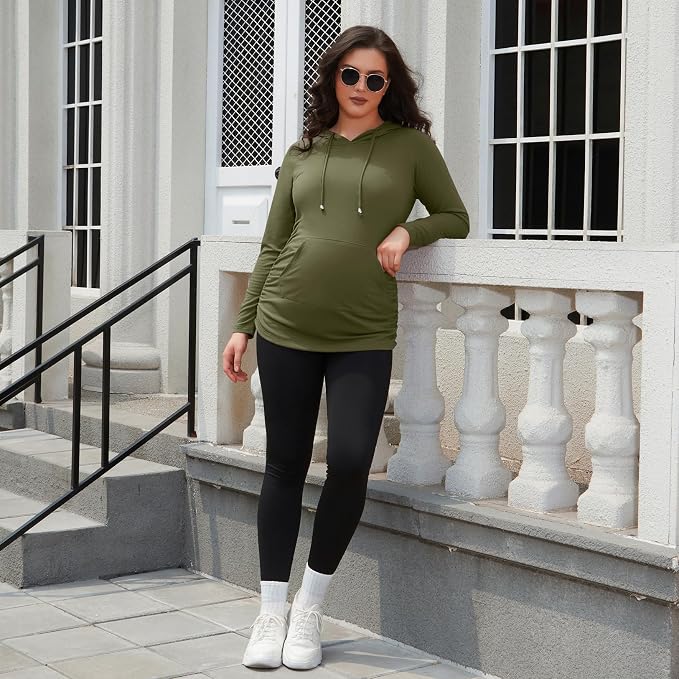 GINKANA Maternity Hoodie Long Sleeves Shirts Casual Maternity Top Pregnancy - Image 5