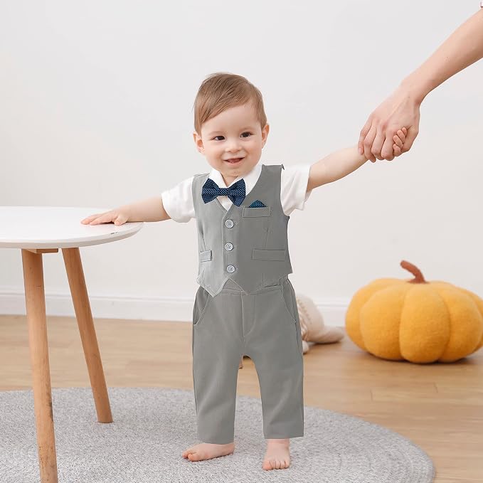 DISAUR Baby Boy Clothes Toddler Boy Outfits 4PCS Gentleman Dress - Image 3