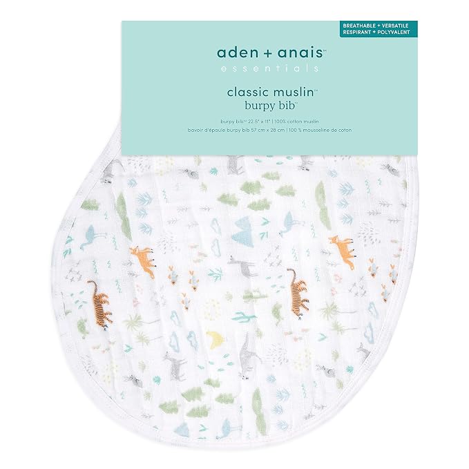 aden + anais Essentials Burpy Bib, 100% Cotton Muslin, Soft Absorbent 4 Layers - Image 3