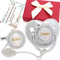 Personalized Pacifier Set with Name, BPA Free, Bling Gold Silver Pink Rose Gold by Ausbay
