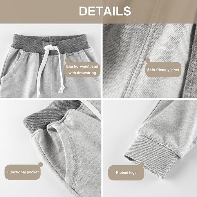 GFQLONG 3 Pack Toddler Boys Sweatpants Kids Active Jogger Pants - Image 4