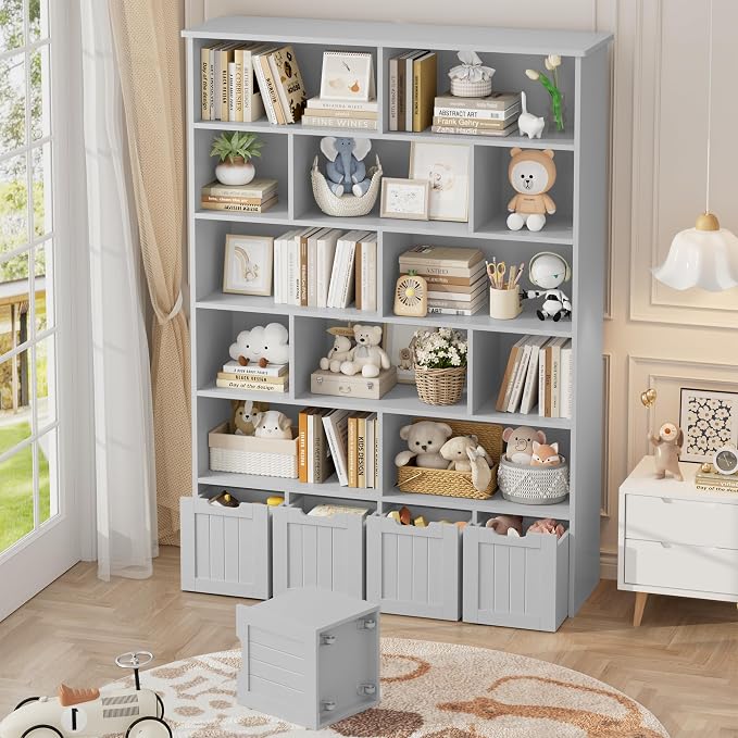 FINETONES 69" H Toy Storage Organizer, 6 Tier Tall Kids Bookshelf - Image 6