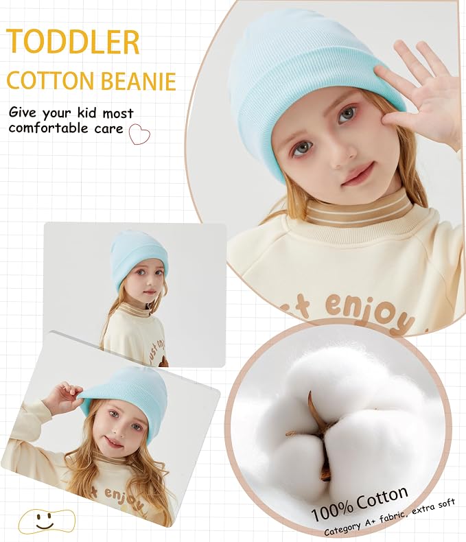 ROYBENS 100% Cotton Baby Beanie Cute Toddler Winter Hat Boys Girls Kids Soft - Image 4